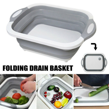 4 In 1 Foldable Silicone Colander Fruit Vegetable Washing Basket Strainer Strainer Collapsible Drainer Kitchen Tools XNC