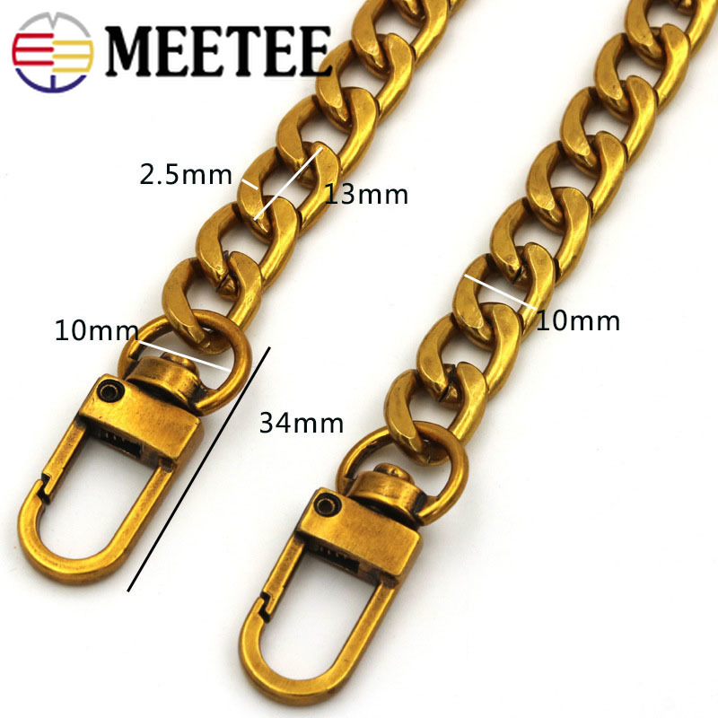 1Pc Meetee 10mm Bag Chain Clasp Buckles DIY Replacement Shoulder Bags Straps Metal Chains Belt Accessories Hardware BF305