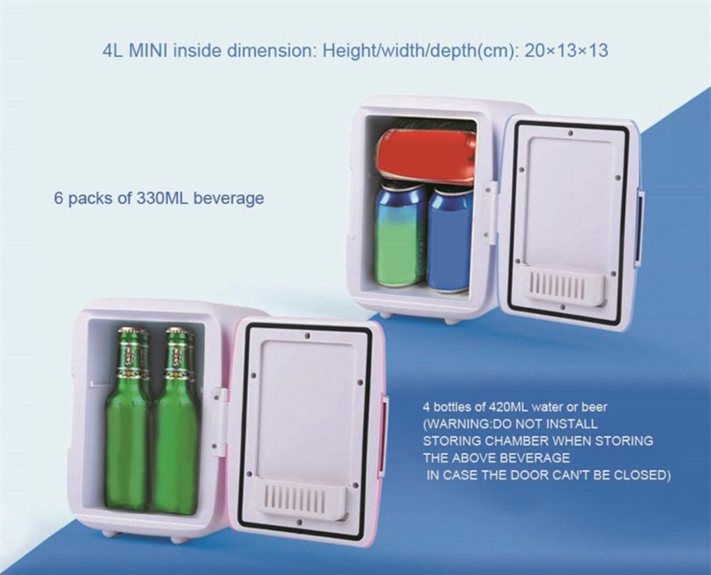 4L Car Refrigerators Ultra Quiet Low Noise Car Mini Refrigerators Freezer Cooling Heating Box Fridge Home Outdoor