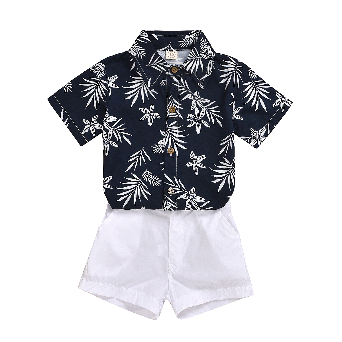 2020 Summer Infant Baby Boys Clothes Sets Print Short Sleeve Shirts Tops+Shorts Trousers Beach Sets