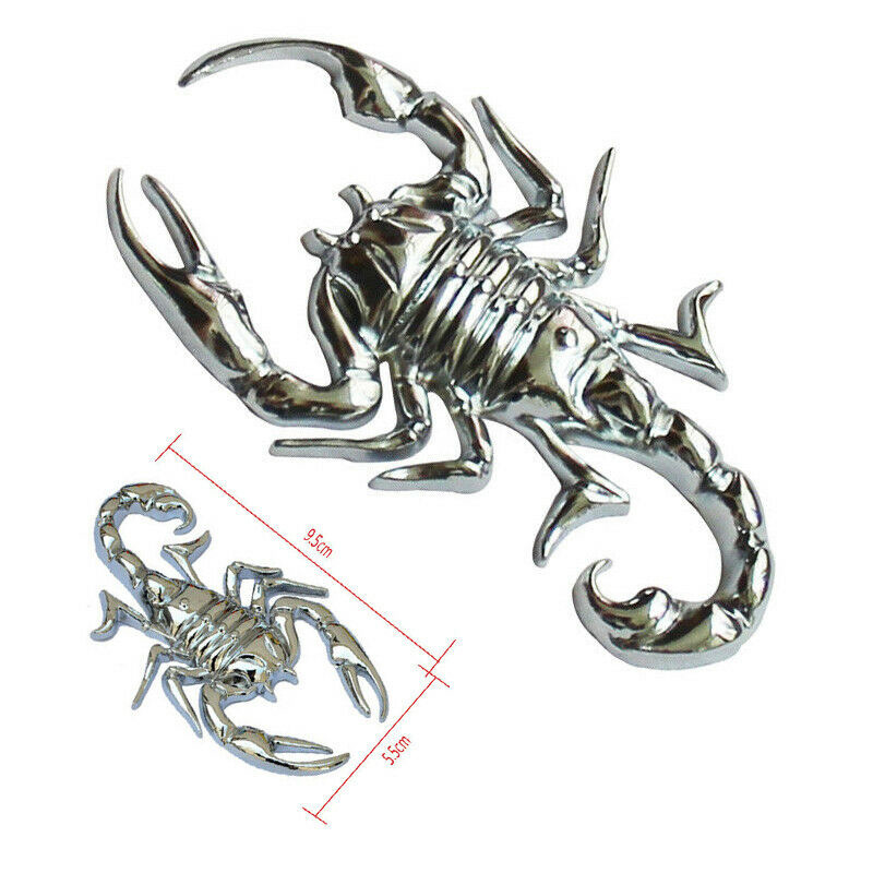 NEW Car Scorpion Sticker Silver 3D Metal Tail Trunk Body Animal Decals Decorative Stickers 9.5x5.5cm Accesorios Coche