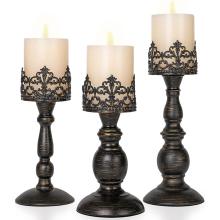Distressed Black Candle Holders for Pillar Candles