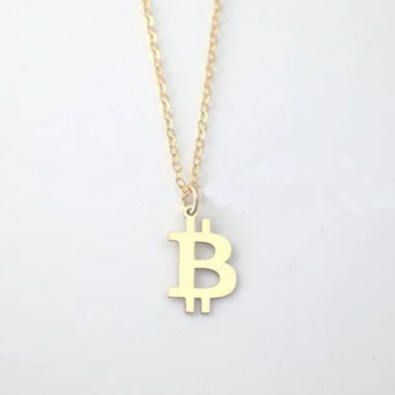 Personality Bitcoin Necklace Simple Copper Link Chain Gold Colour Necklaces Jewelry Best Gift for Men And Women YP4004