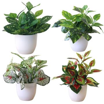 Fresh Artificial Foliage Plant Pot Bonsai Party Mall Home Desktop Office Decor With Basin