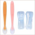 Baby Feeding Spoon Safety Utensils Patchwork Children Tableware Easy Clean Double Color Newborn Baby Spoons Fork Soft Silicone