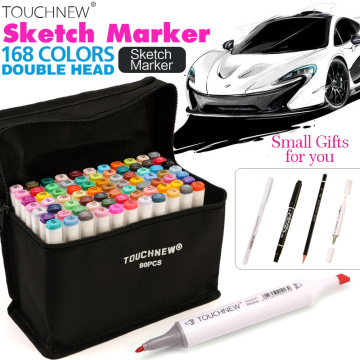 TOUCHNEW 30/40/60/80Color Art Marker Set Dual Tips Alcohol Based Markers for Artisr Drawing Design Marker Pen Supplies