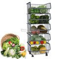 Kitchen Metal Racks & Holders Vegetable Fruit Racks with Wheels Basket Home Floor Multi-layer Kitchen Storage & Organization