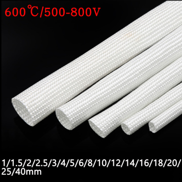 Diameter 1-40mm 600 Deg.C High Temperature Braided Soft Chemical Fiber Tubing Insulation Cable Sleeving Fiberglass Tube 1 meter