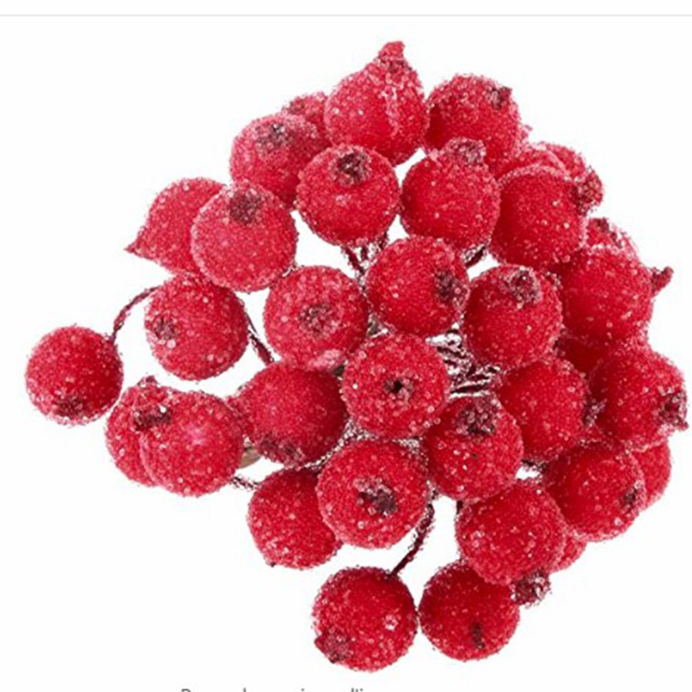 200pcs Christmas Festive Foam Frosted Fruit Artificial Berry Flower Fresh Home Decor Tree Foam Decor