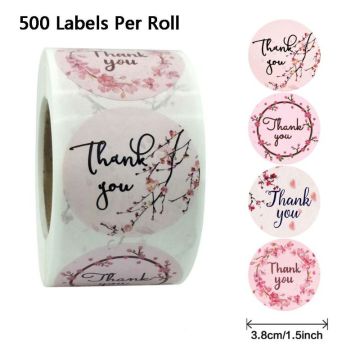 500pcs/roll 4 Designs Flower Floral Thank You Sticker Wedding Favors Gift Package Seal Label