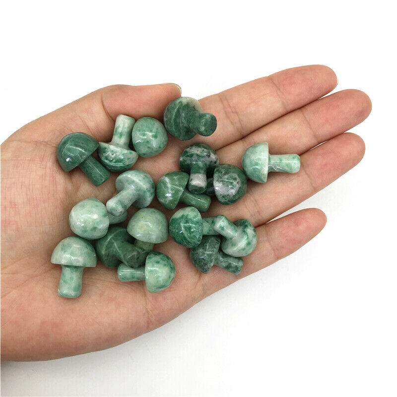 Natural Green Jade Emerald Stone Mushroom Shaped Crystal Polished Healing Gift Natural Stones and Minerals