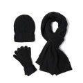 3PC Knitted Hat Scarf Glove Sets For Women's Winter Warm Wool Twist Cap Gorros Bonnet Solid Headband Knit Scarf New Year's Gift
