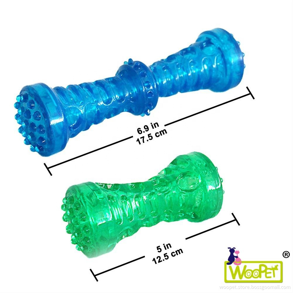 Factory Wholesale TPR Pet Products Squeaky Interactive Chew Barbell Dog Toy