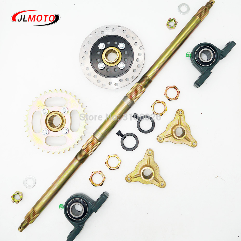 710mm Rear Axle Assy With 428# 37T Sprocket 160mm Brake Disc UCP205 Bearing M8*3 Wheel hub Fit For DIY Electric ATV Buggy Parts