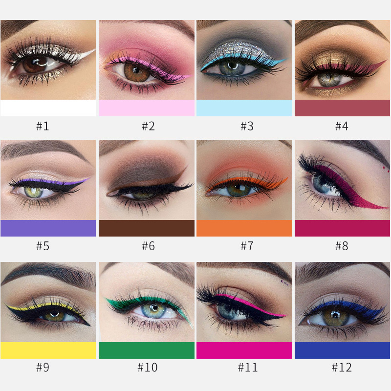 HANDAIYAN 12 Color Matte Liquid Eyeliner Set Waterproof Eye Liner Pen Sexy Charming Long Lasting Eyes Makeup TSLM1