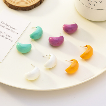 Macaron color Vintage Broad Bean Stud Earrings For Women Girl Fashion Jewelry Trendy Female Brincos 2020 New Simple Cute Earring