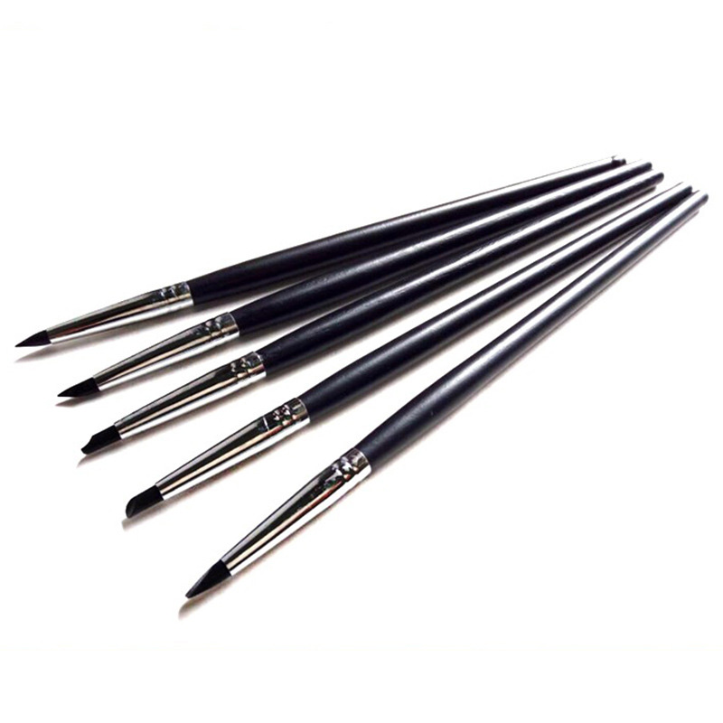 EZONE 5PCS Paint Brush For Nail Art Oil Painting Different Size Shape Watercolor Oil Painting Silicone Brushes School Supply
