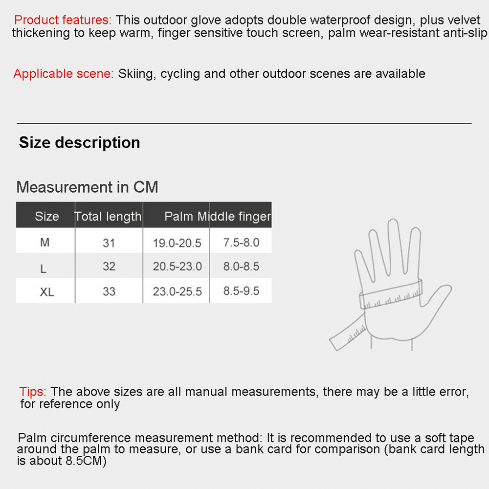 Waterproof Winter Cycling Gloves Windproof Outdoor Sport Ski Gloves Motorcycle Riding Snowboard Winter Warm Gloves Unisex