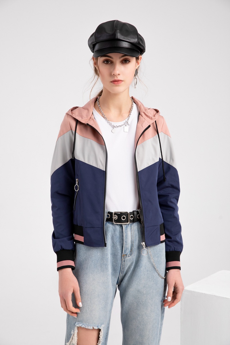 Contrast Color Hoodie Windbreaker Jacket