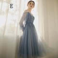 Bridesmaid Dress CR522 High Collar Crepe Formal Gowns Embroidery Vestidos A-Line Tea-Length Maid Of Honor Dresses For Wedding