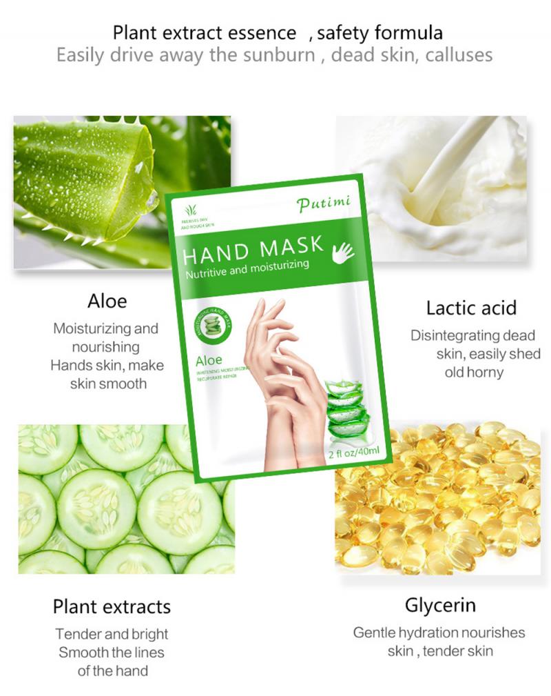 1Pair Aloe Hand Mask Peel Hand Care Moisturize Spa Gloves Whitening Lavender Hand mask Exfoliating Hand Scrub Remove Dead Skin