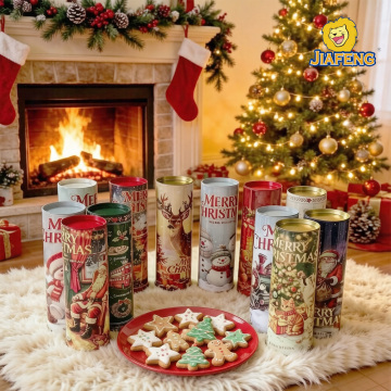 Christmas round bucket biscuit box