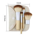4Pcs Set Mini Portable Makeup Brush With Burlap Bag Eye Shading Brush Mineral Powder Brush Concealer Brush