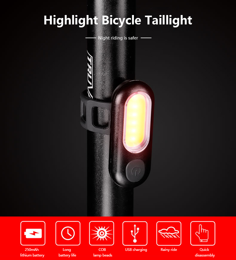 LED USB Rechargeable Bicycle Light Warning Light Bike Lights Tail Light COB Highlight Cycling Light Night Riding Helmet Light