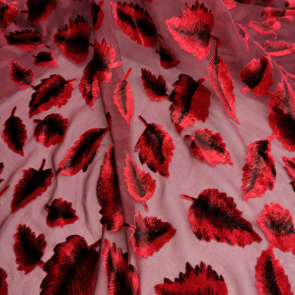 Velvet Dress Nylon cosplay fabric 114cm width fleeced leaf burn-out fabric party cheongsam dress fabric 1Yard