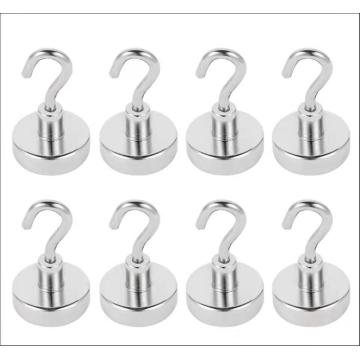Magnetic Magnet Hook Holder Super Strong Neodymium Versatile Use Kitchen Office Garage Pull Hold 40 pounds 8 Pack (25mm-8pc)