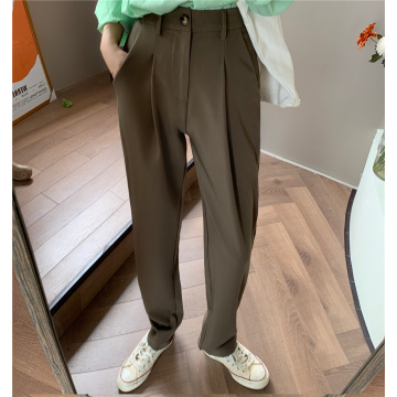 ZHISILAO Office Lady Suit Pants Women Elegant High Waist Harem Trousers Mujer Autumn 2020 Vintage Loose Straight Pants Plus Size