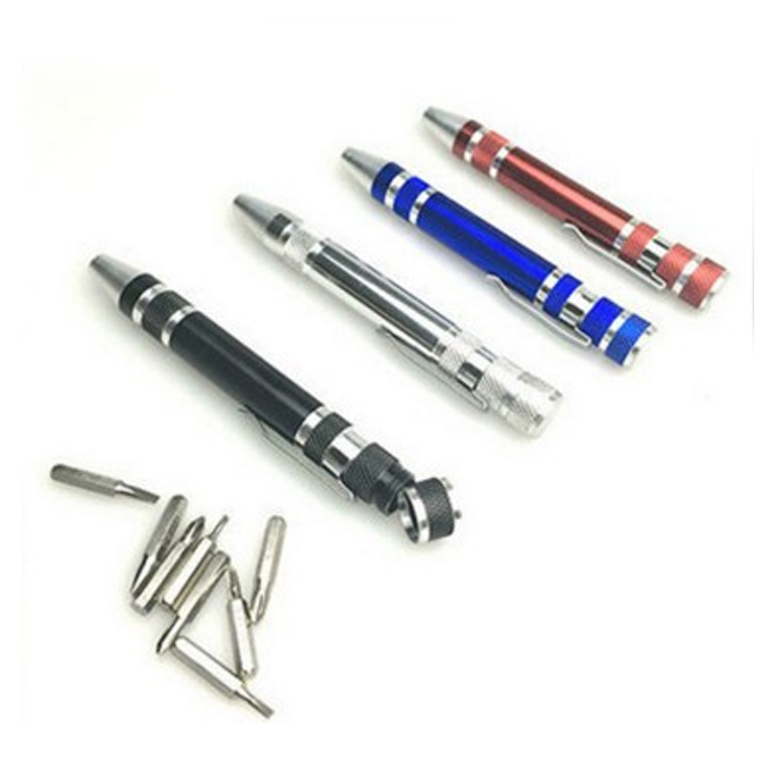 Portable 8 in 1 Aluminum Pen Style Screw Driver Multi-Tool Precision Mobile phone Repair Tool Kit Screwdriver Set Bits