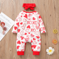 FOCUSNORM Valentine's Day Infant Baby Girls Boys Rompers Letter Print Long Sleeve Button Spring Jumpsuits