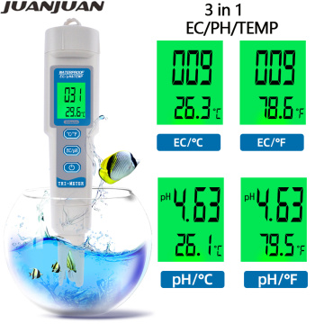 EC-983 Digital PH Meter EC Tester 3 in 1 PH EC TEMP Meters With Replace Probe Water Quality Monitor Purity Test For Pool 40%off