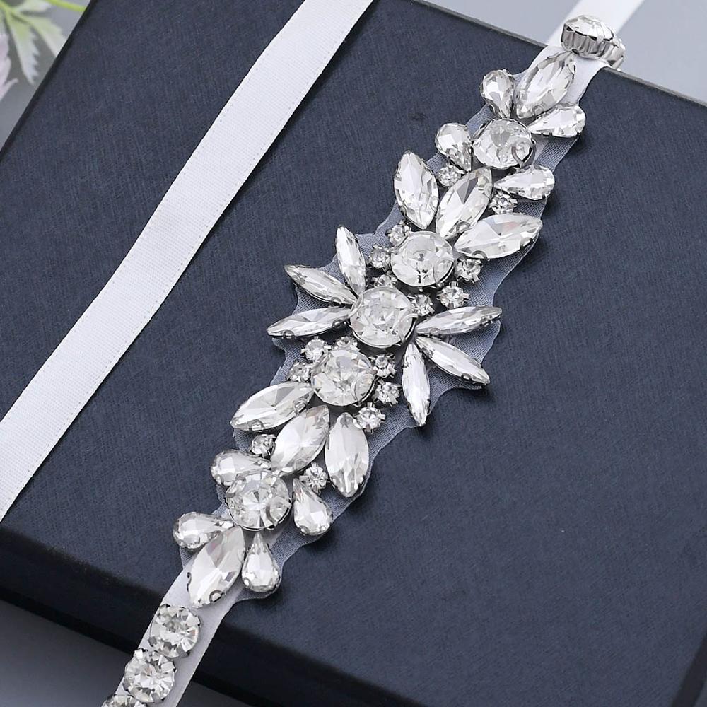 TRiXY S166 Stunning Wedding Belts Rhinestone Sash Silver Diamond Belt for Wedding Gown Dress Bridal Belt Jewelry Belt for Girls