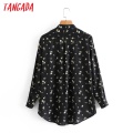 Tangada Women Retro Flowers Print Blouse Long Sleeve Chic Female Casual Loose Shirt Blusas Femininas 3A63