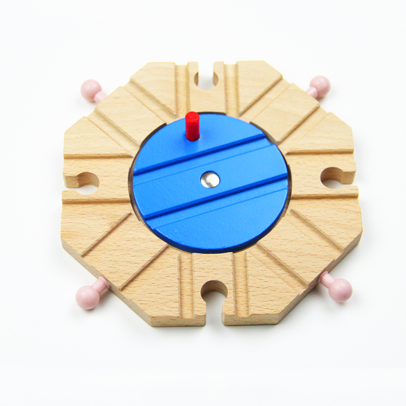 1PCS Switch Track Circular Turntable Track Beech Wood Train Slot Railway Accessories Original Toy For Kids -EDWONE