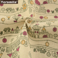 TERAMILA Home Textile Cotton Linen Fabric Sewing Material Print House Design Tissu Tablecloth Pillow Bag Curtain Cushion Pillow