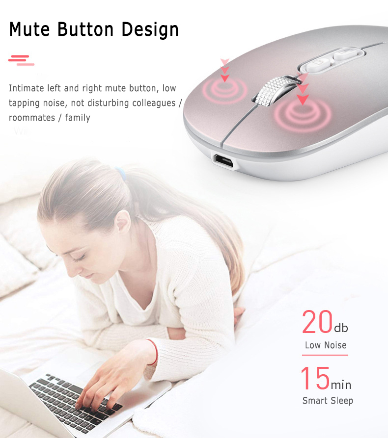 New 1600 DPI USB Optical Wireless Computer Mouse Bluetooth Mouse 2.4GHz Receiver Rechargeable Ergonomic Mouse For PC Laptop