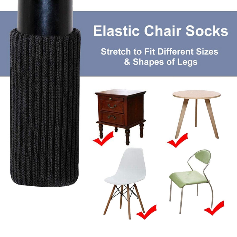 24 Packs Chair Leg Socks Knitted Furniture Socks Leg Floor Protectors Furniture Table Feet Covers(Black)