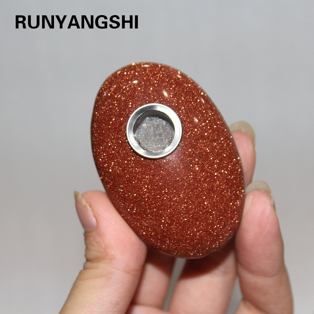 Runyangshi Higth Quality Palm Tumbled Red sandstone Stone Natural Crystal Smoking Pipe Portable Tobacco Wand