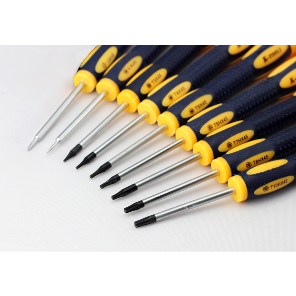 PDR CR-V 45mm Rubber Handle 140mm Screwdrivers 0.8 Pentalobe 1.5 Phillips T3 T4 T5 T6 T7H T8H T10H Torx Screwdriver 9pcs /Set