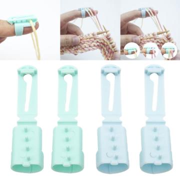 4Pieces Knitting Thimble 3 Yarn Guides Knitting Braided Knuckle Jacquard Assistant Tool