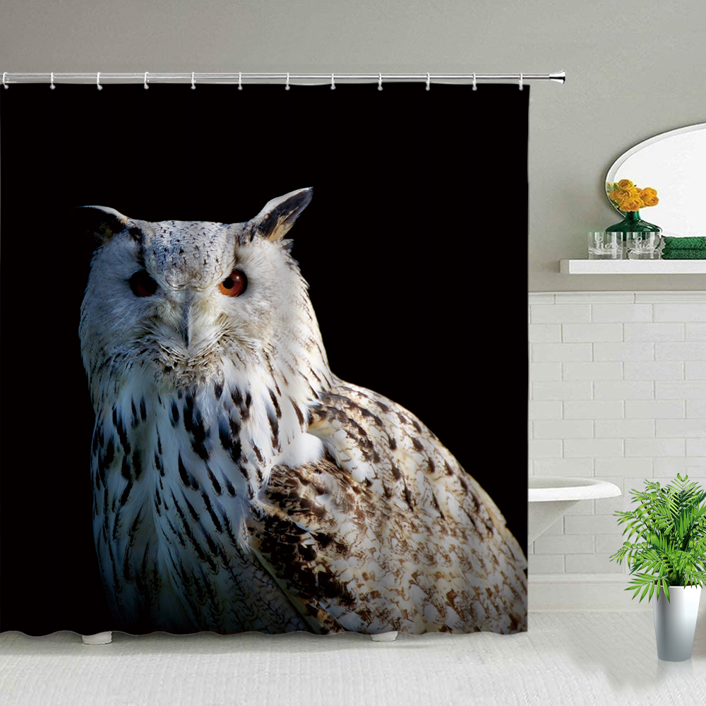Owl Shower Curtains Wild Animal Waterproof Bathroom Curtain Set Home Bathtub Decor Polyester Fabric Bath Screens With Hooks
