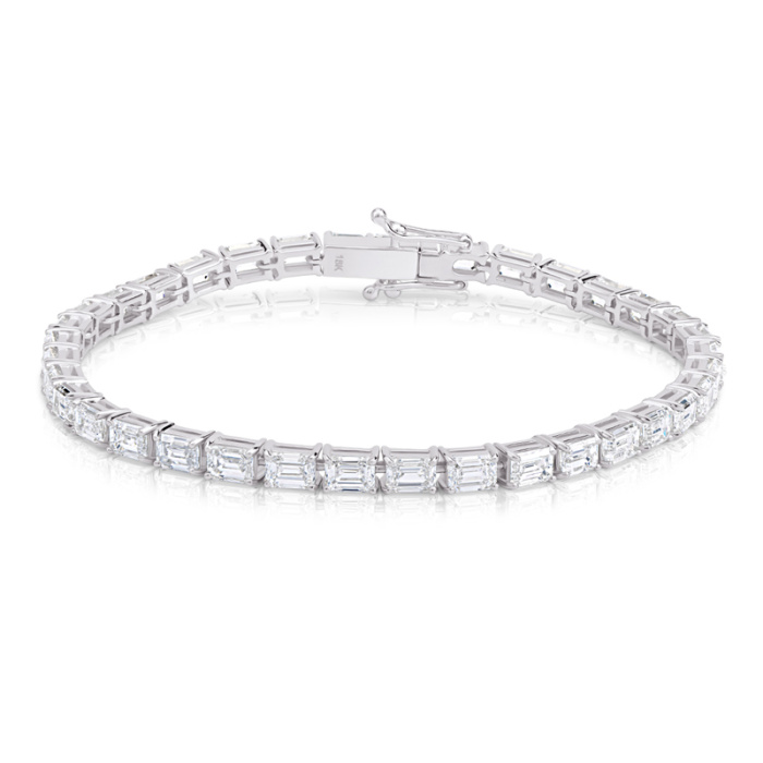 FLB-015 18K emerald-cut lab-grown diamond tennis bracelet front view
