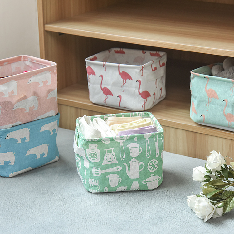 Nordic Cotton and Linen Storage Box Waterproof Fabric Storage Basket Storage Box Small Box Storage Basket Sundries Basket