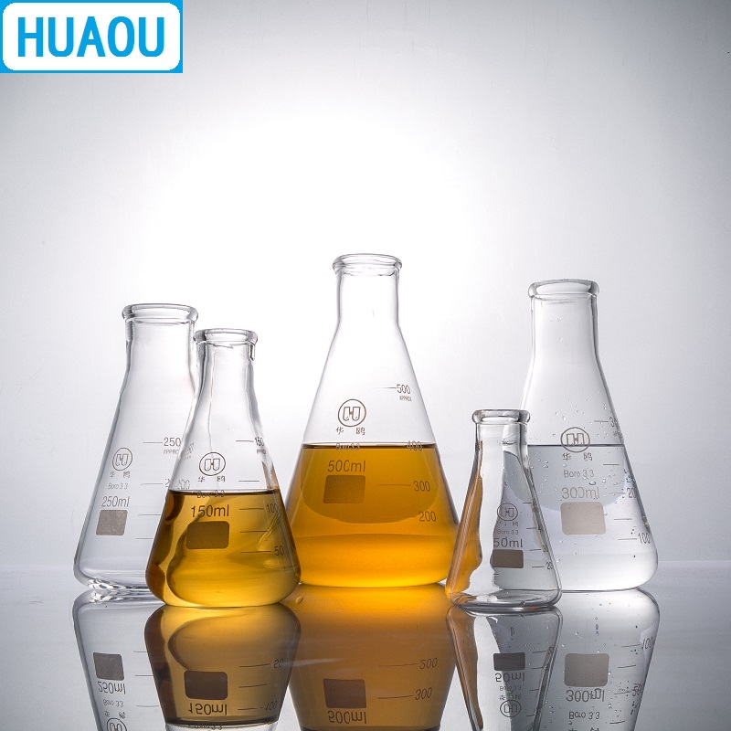 HUAOU 2000mL Erlenmeyer Flask 2L Borosilicate 3.3 Glass Narrow Neck Conical Triangle Flask Laboratory Chemistry Equipment