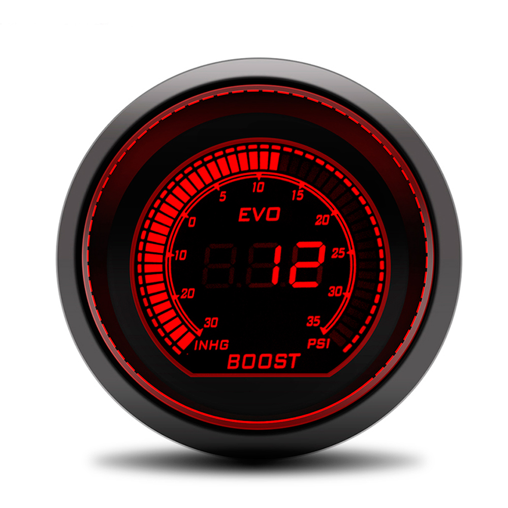 Auto Car Turbo Boost Gauge -30~0~35 PSI 2" 52mm Car Accessories Smoke Len 12V Pointer Turbo Boost Meter Digital Red Blue LED