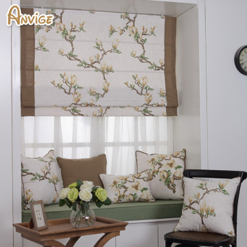 Natural Pastoral Style Cotton Fabric Roman Blinds Roller Shutter Window Shade Customized Curtains For Living Room
