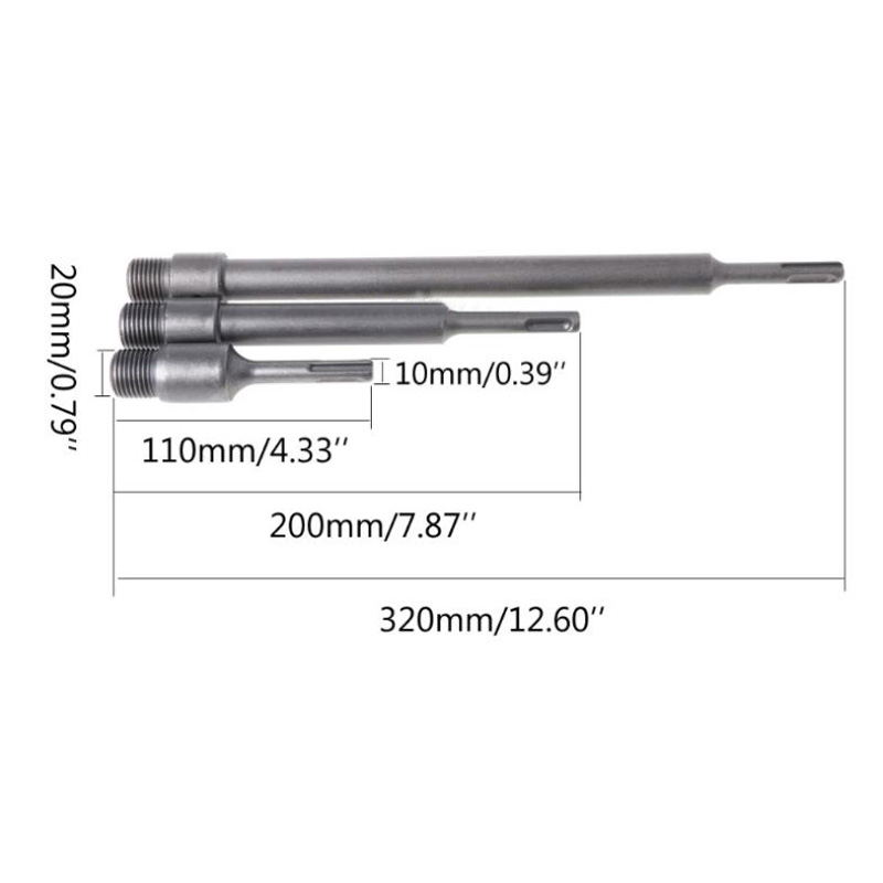 1*Connecting Rod+1*Drill+1*Screw 110/200/350mm Round Connecting Rod SDS Plus Shank Cutter Concrete Cement Stone